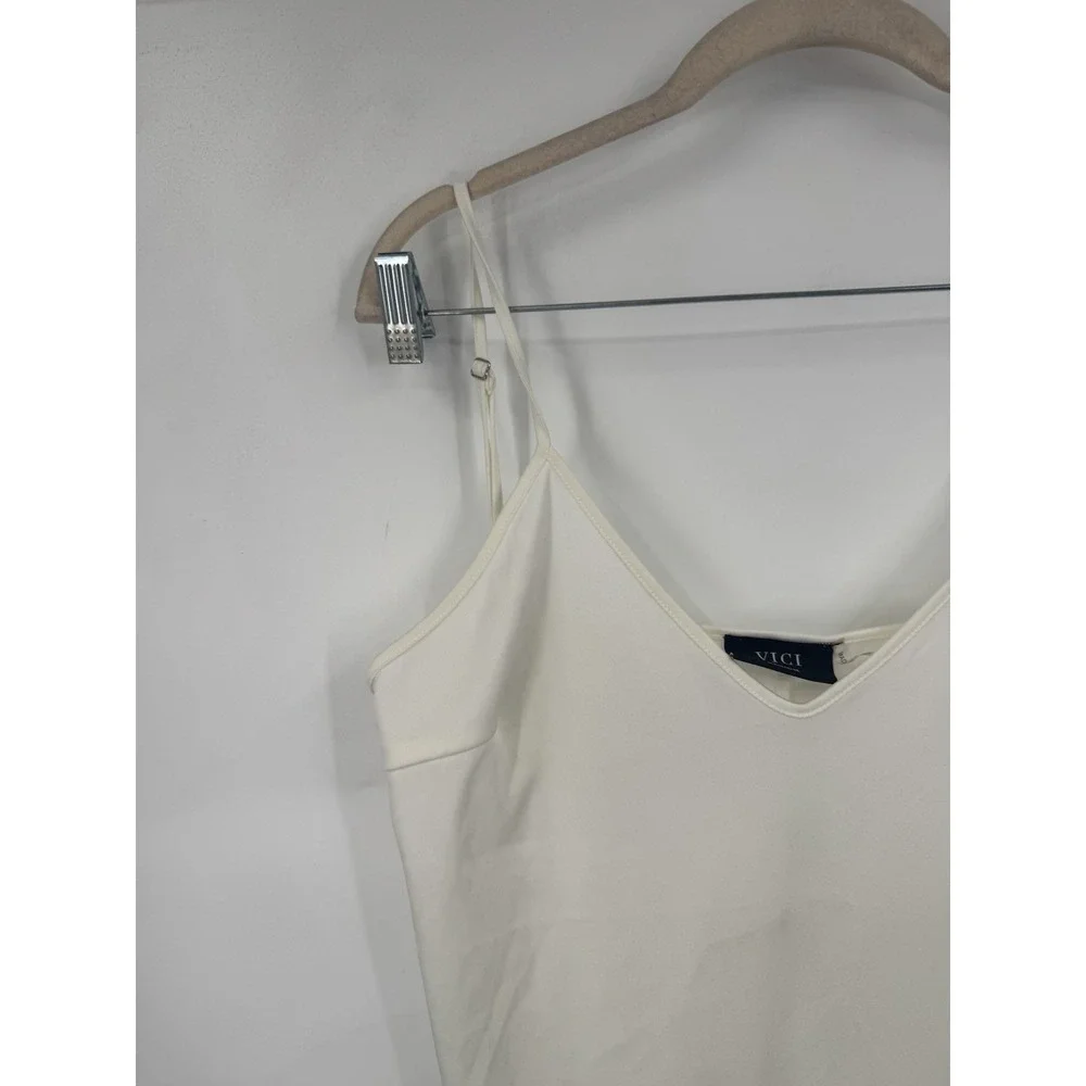 VICI‎ Slip Dress Women M Ivory Satin Midi Minimalist Coastal Fairycore Boho
